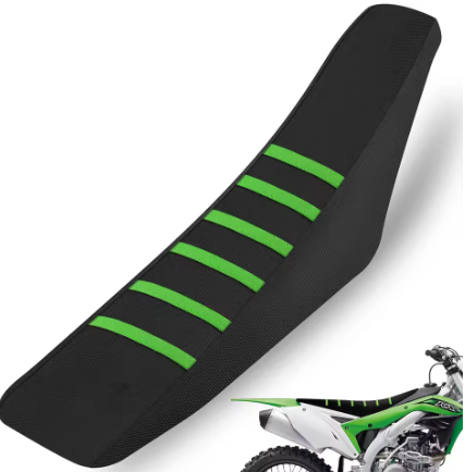 Universal Ribbed Motorcycle Seat Cover – Green & Black
