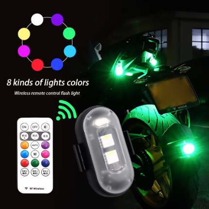 RGB LED Strobe Light – 8 Colors Wireless Warning Flash Light for Cars & Motorcycles